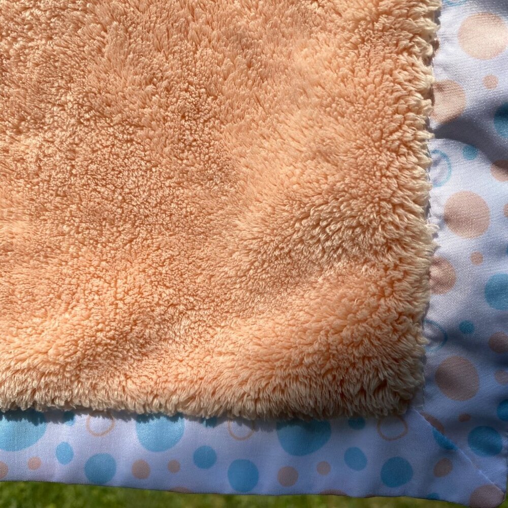 Pat the Bunny Security Blanket Lovey Baby Plush Dot Peach Blue Satin Edge - Picture 2 of 10